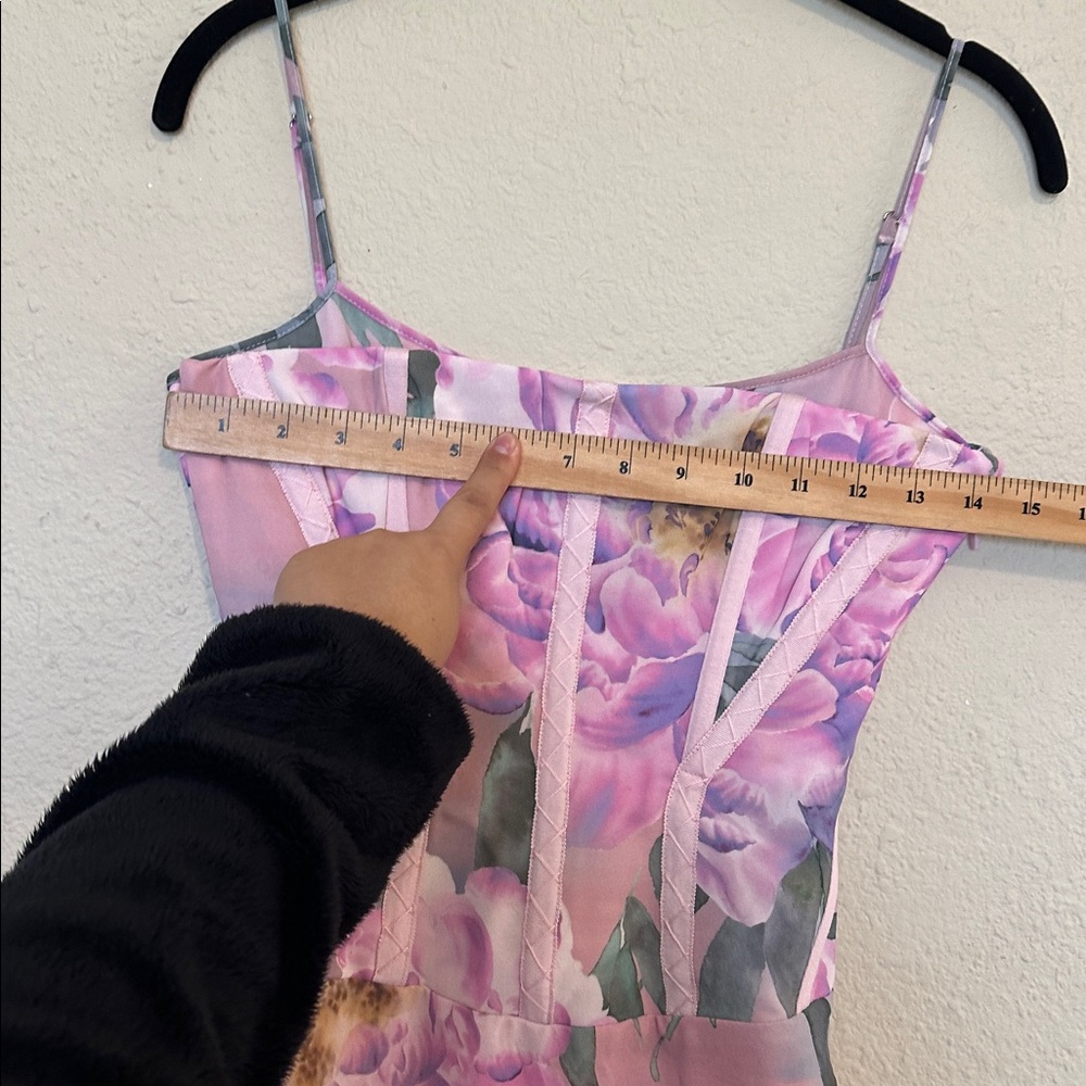 House of CB Antonia Pink Floral Corset Maxi Dress NWOT size XS Tall - Picture 13 of 16